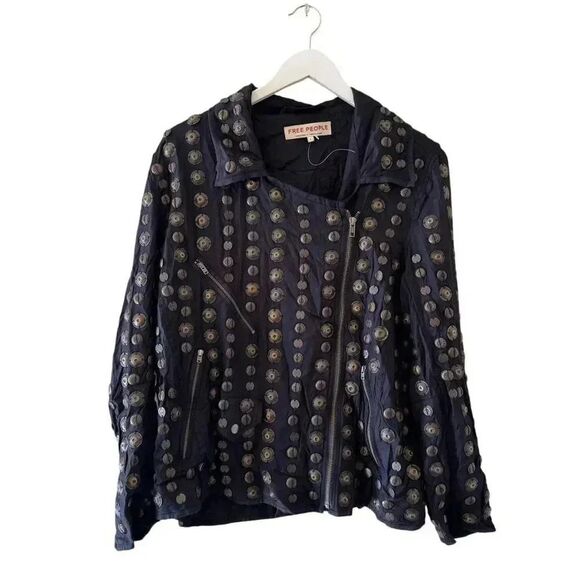 Free People Bohemian Retro Vintage Inspired Rare Corrie Coin Jacket SZ S - Picture 2 of 16